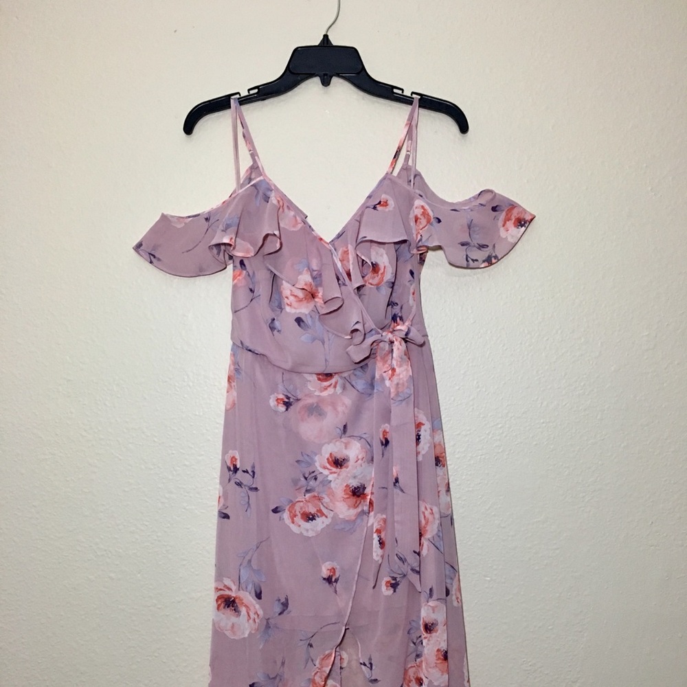 High Low, dusty rose, floral pattered dress